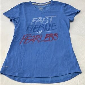 Nike Running Dry-Fit BlueTee “Fast Fierce & Fearless” XS